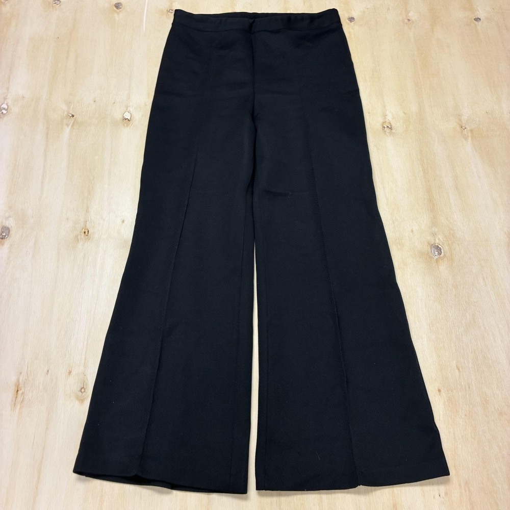 Vintage Trissi Dress Pants Womens 24 Black Knit Pull On Elastic Wide Leg Relaxed